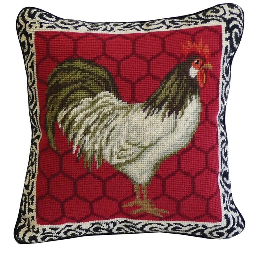 Rooster Needlepoint Throw Pillow 14”x 14”
NWT